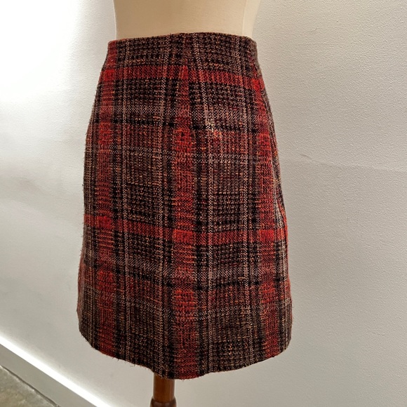 Vintage Orange & Brown Plaid Skirt - Picture 4 of 7